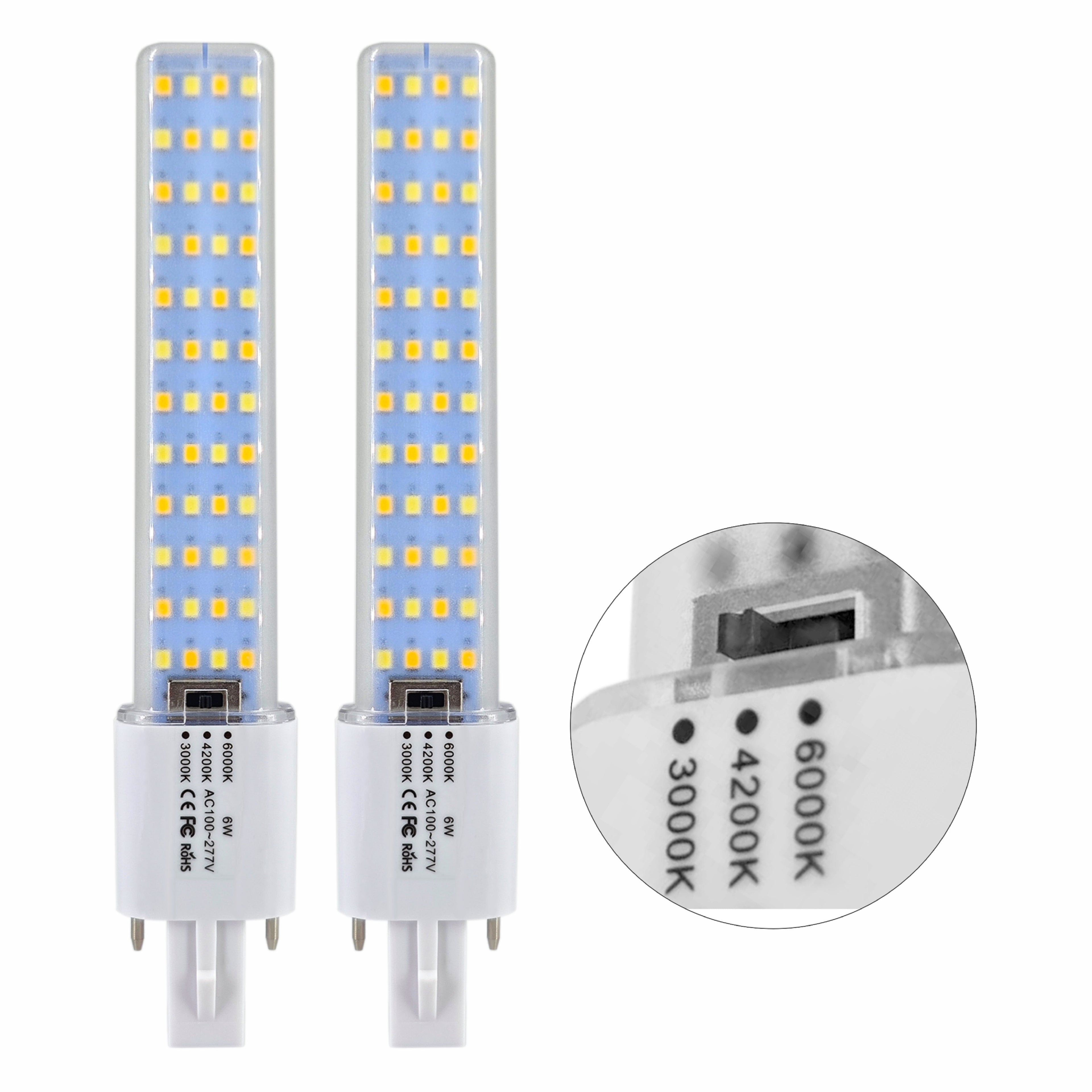 G23 LED Bulb 6W – Warm/Natural/Cold White, CRI 90+, Mercury-Free, 2-Pin PLS Replacement (2 Pack)